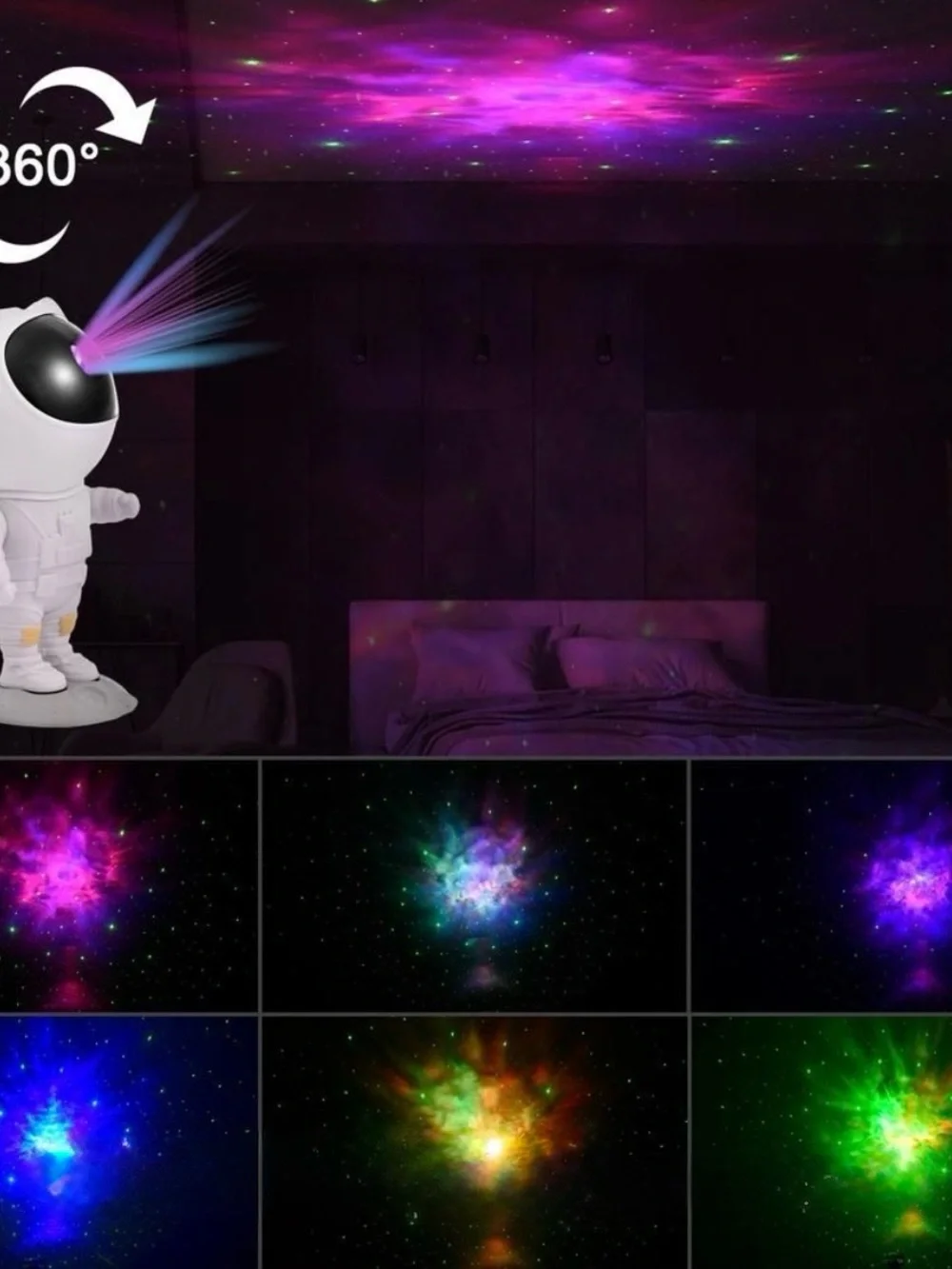 Astronaut Star Projector Night Light - White